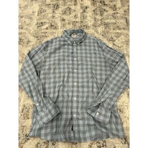 FahertyMens Blue Grey Plaid Button Down Long Sleeve Shirt XL MWS2056 Gingham